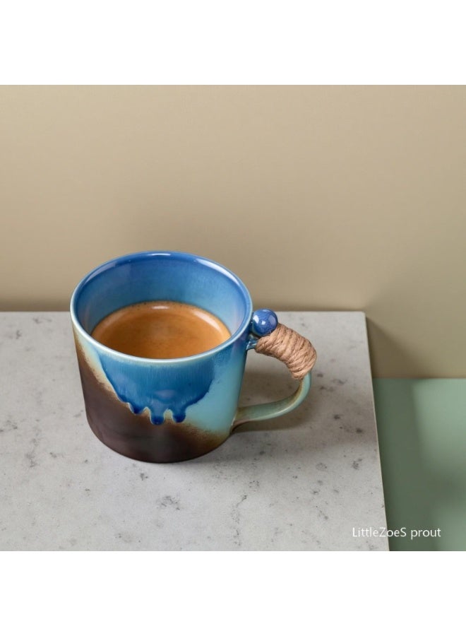 Clink Handmade Rustic Ceramic Japanese Style Mug with Rope Handle – Artisan Glaze Coffee & Tea Cup - Image 3